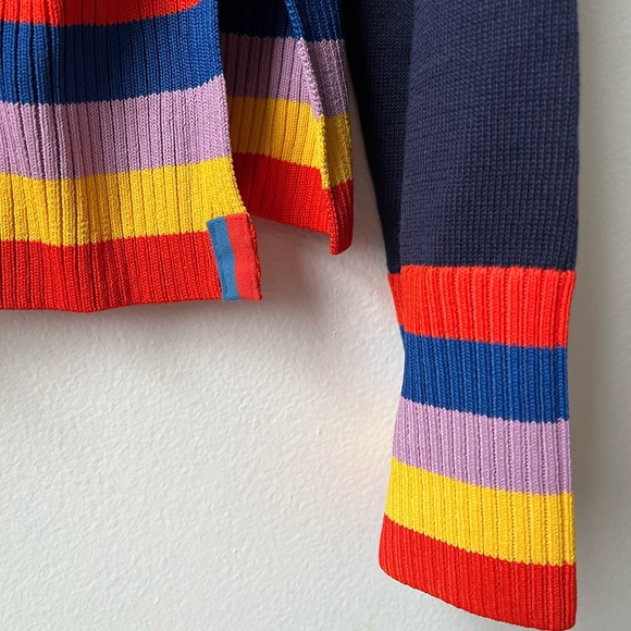 Kuhl Evelyn striped crew neck sweater navy blue rainbow stripe - Picture 6 of 10